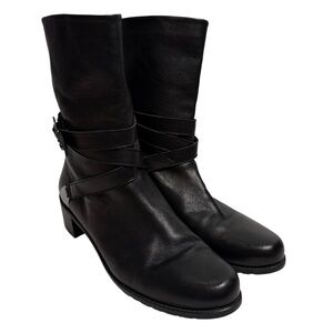 STUART WEITZMAN Black Mid-Calf Ranch Dressing Moto Ankle Boots SIZE 9.5 $535
